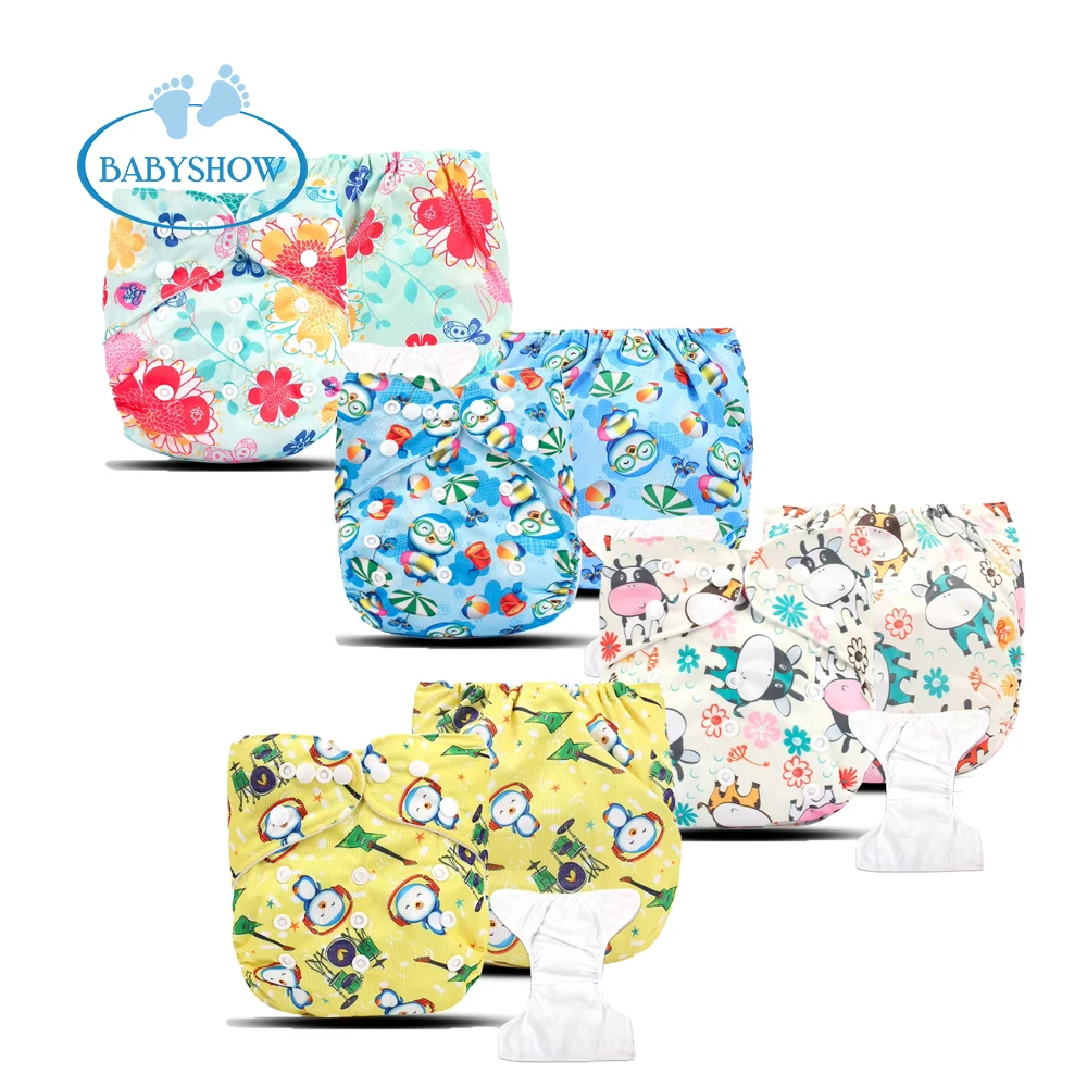 Babyshow WHOLESALE Hotsell Monkey Pattern Reusable Comfortable Washable Cloth Diapers Adjustable Custom Diapers Nappies