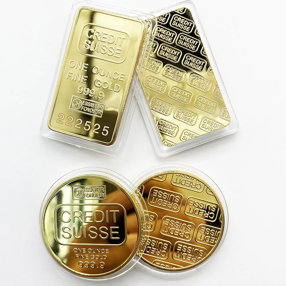 Custom Imitation Gold Plated 40mm Metal Credit Swiss Coin