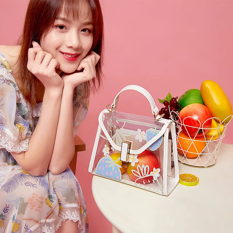 2022 Spring Summer New Design Pink Jelly Clear Bags Women Purse Handbags Ladies Fancy Transparency Crossbody Bags