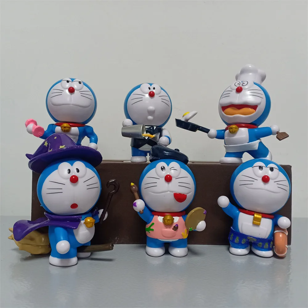 6PCS/SET 8-10CM Doraemon Cooking Cosplay Collection Model Toy