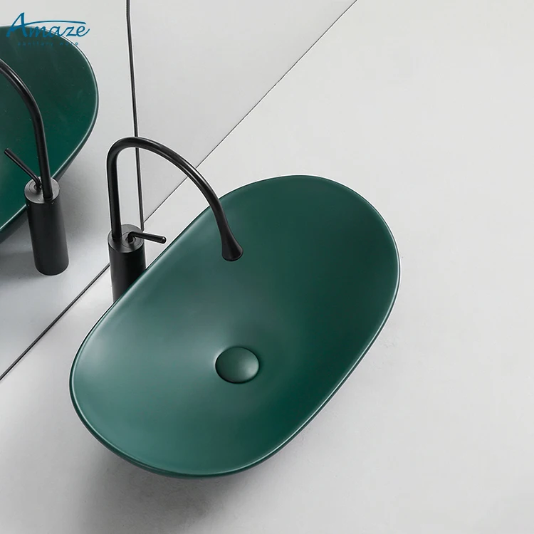 Nordic cement art basin green black countertop washbasin modern bathroom sink colored wash hand basin factory