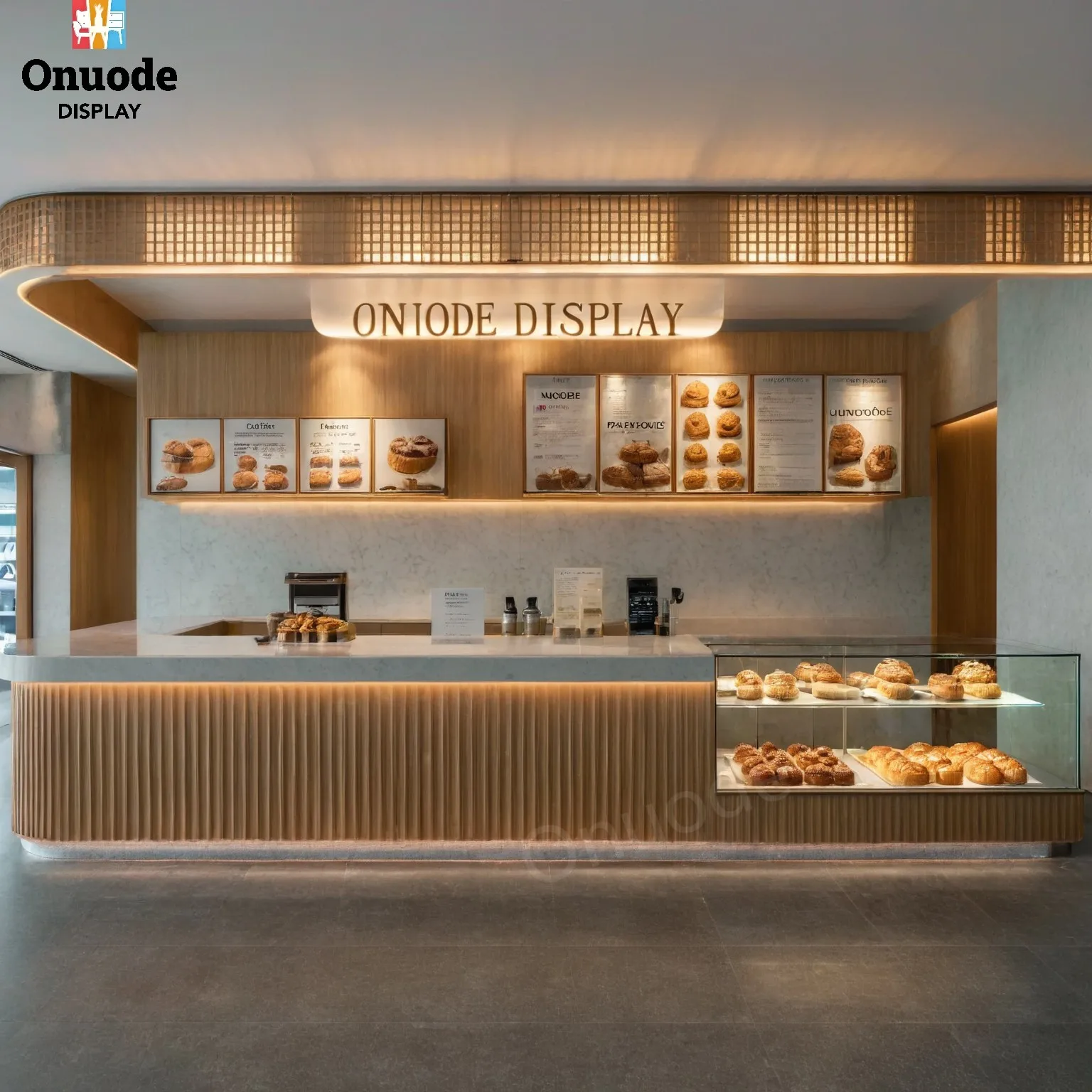 Premium Custom Café Furniture | Stylish Wooden Donut Shop Fixtures | Modern Coffee Bar Counter Design for Sweets & Pastries