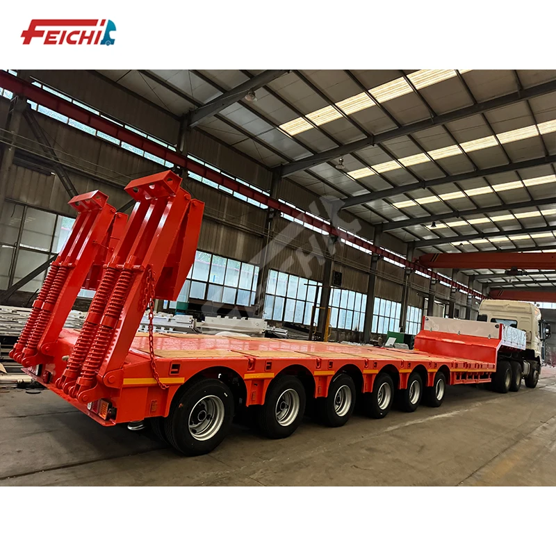 6 Axle Low Bed Trailer Length 16 Meters 8 Meters Pull-out Expansion Airbag Lifted Lowbed Semi Truck Trailer