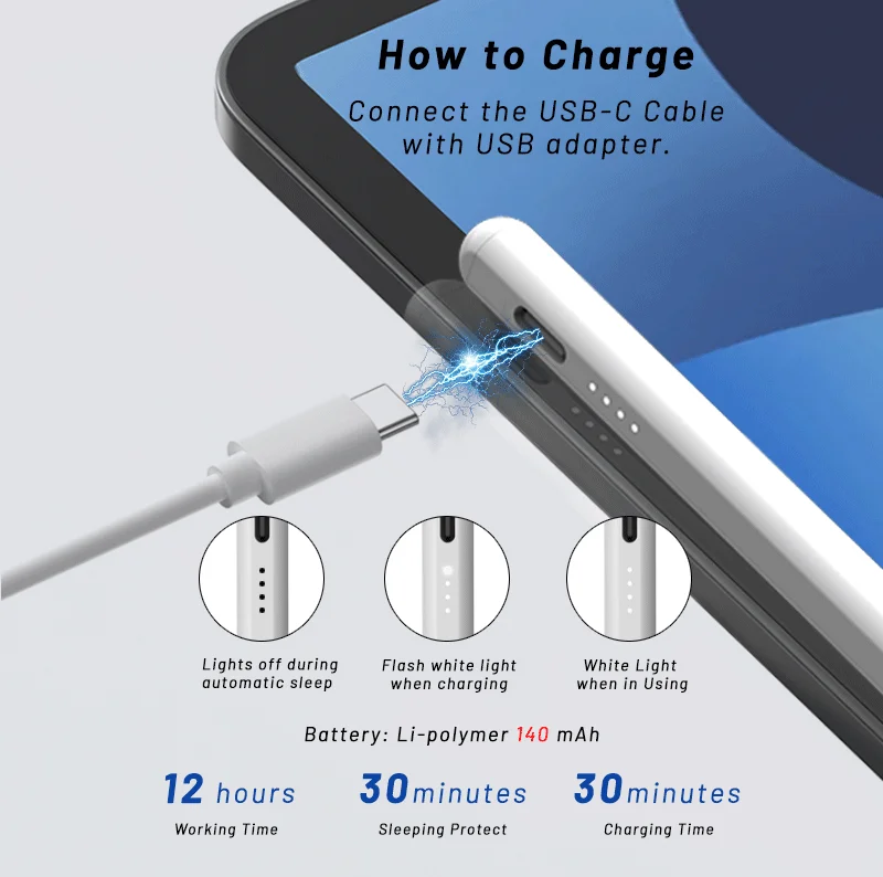 
 Высокоточный 4 светодиодный индикатор, металлический Универсальный емкостный стилус, сенсорный карандаш для планшета, смартфона, android, windows  