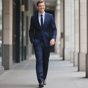 OEM Custom Single Breasted Luxury Men's Business Wedding Formal Suits 2 Pieces Executive Classic China Made Polyester/Rayon