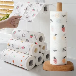 Blueseth Disposable Dish Towel Eco-Friendly Non-Woven Kitchen Cleaning Cloth Absorbent Paper Packaged Bag for Table Use Free