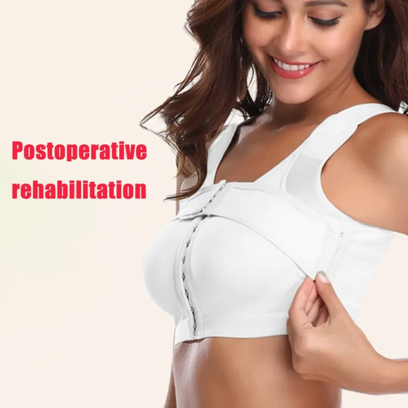 Women Post-Surgery Shaper Front Closure Bra Compression Posture Corrector  Crop Top with Breast Support Band