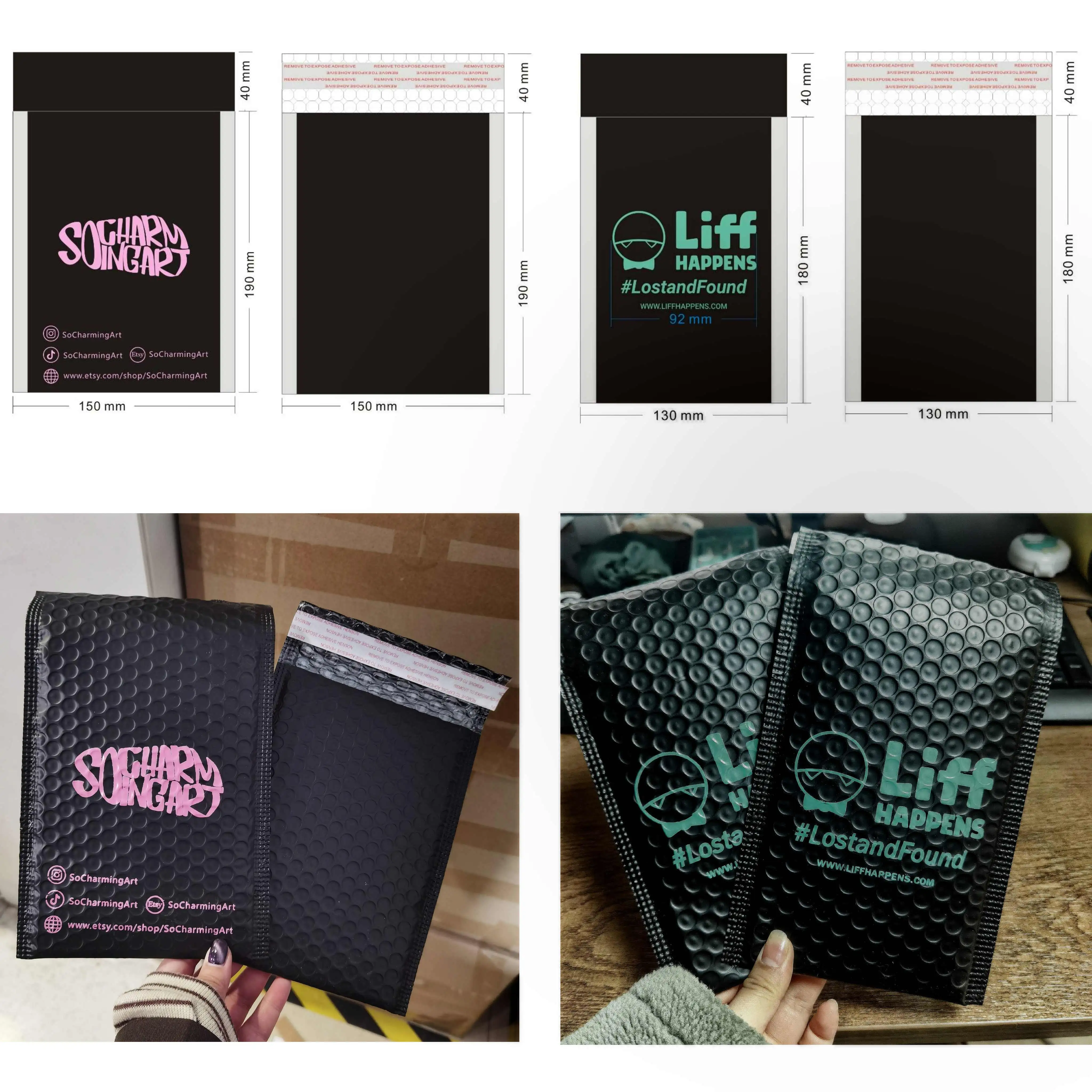 Custom Color Bubble  Envelope Bag Mailer Bags Waterproof Plastic Shipping Bag