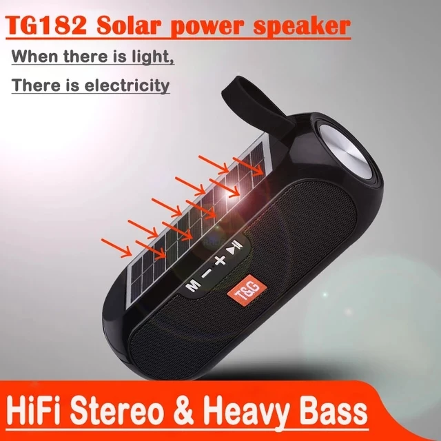 TG182 Portable Column Portable Column WirelessBluetooth Bass Stereo Box Waterproof Outdoor Solar Charging Bluetooth Speakers - ANKUX.COM