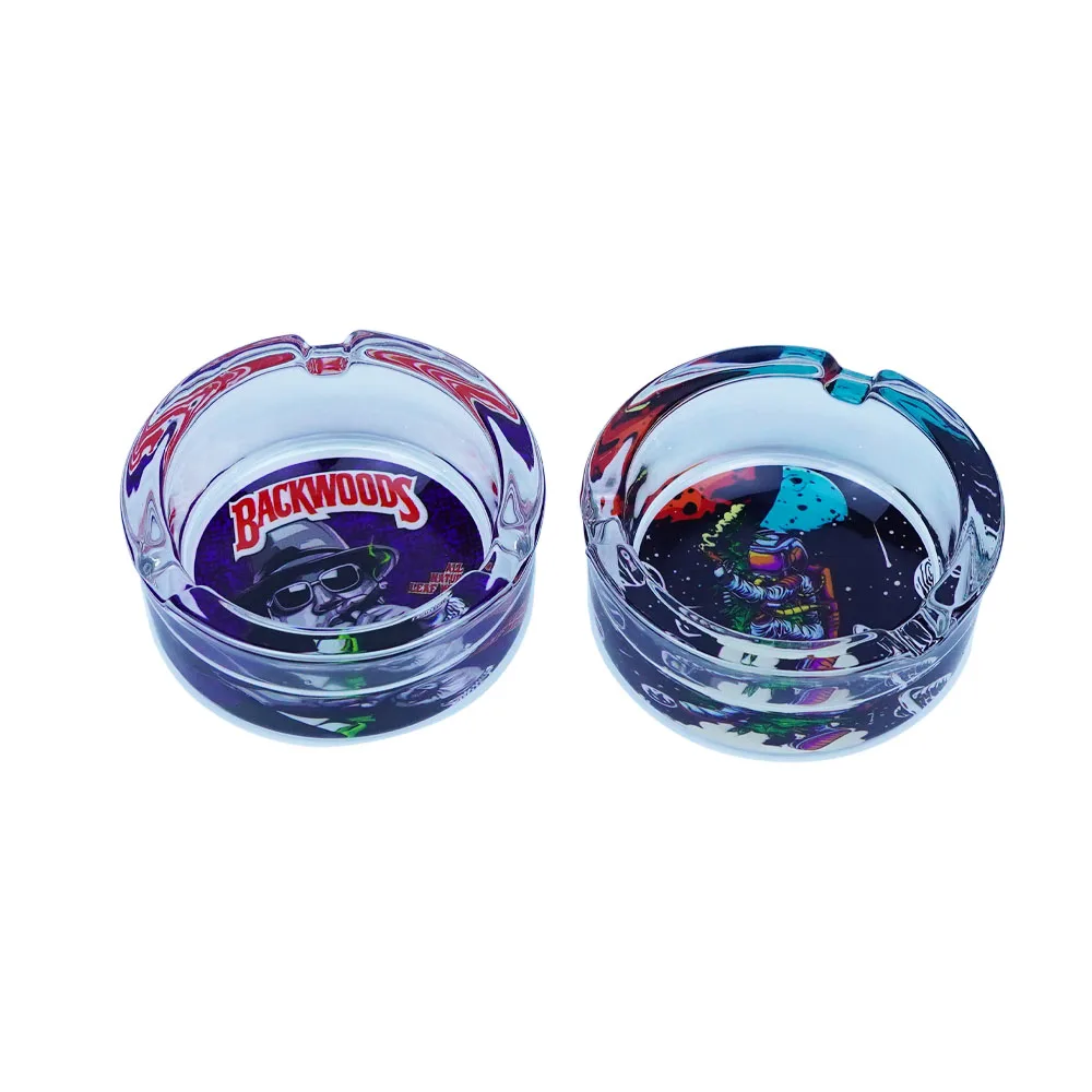 Factory Wholesale Cheap Customized Logo Round Thick Glass Tobacco Ashtray Classic Crystal Smoking Ashtray for Indoor and Outdoor