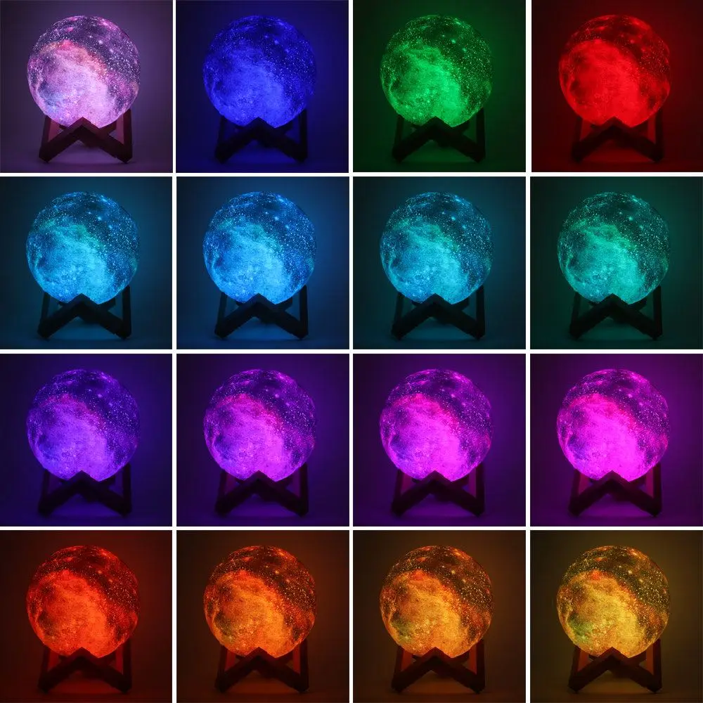 Home Decorative Remote Control 3D Space Night Table Desk Lamp Glowing Decor for Baby Kids Lover