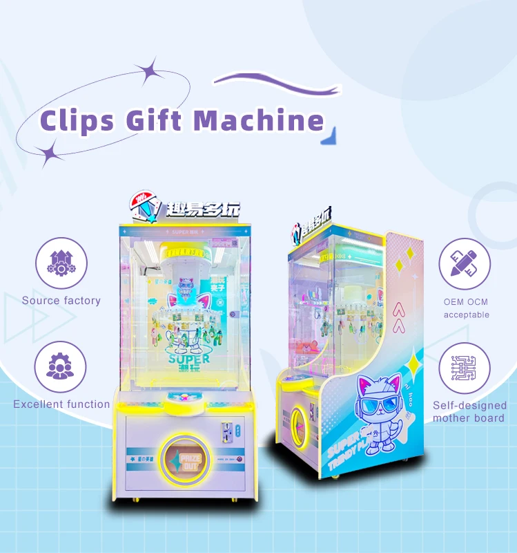 Coin Operated Gift Game Machine Spins Clip Sticker Card Game Machine Clip Prize Machine
