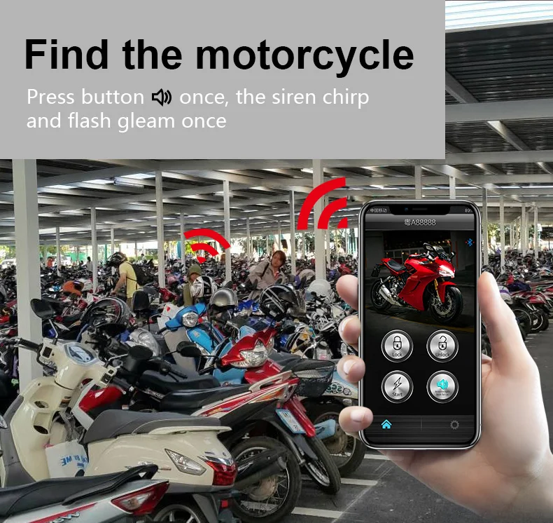 Remote Engine Start Control with SPY BT APP Safeguard Motorcycle Alarm System with Mobile Phone Connectivity