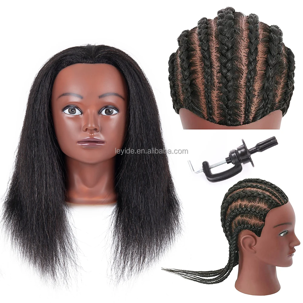 Afro Training Mannequin Head With Hair for Braiding Cornrow
