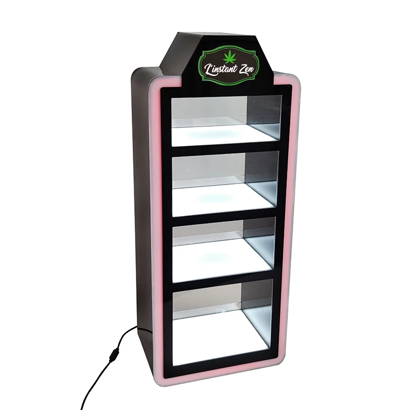 Tinya Customize Cigarette Hookah Pen Display Stand 4 Tiers LED Lighted Tobacco Flavors Liquid Juice Cigarettes Display Racks