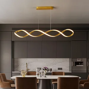 Nordic Creative Curved Led Pendant Light Minimalist Design Restaurant Dining Room Twist Chandelier