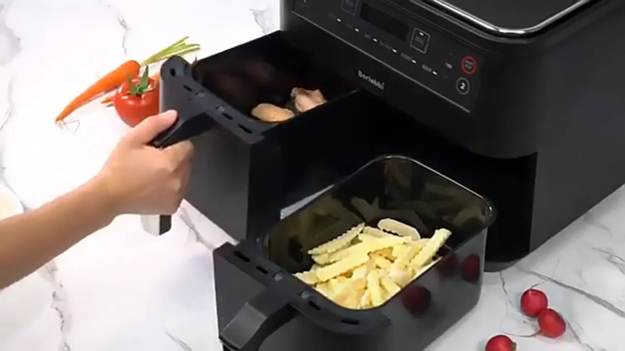 Household 9l Touch Screen Double Air Fryer Electric Deep Fryer Oven