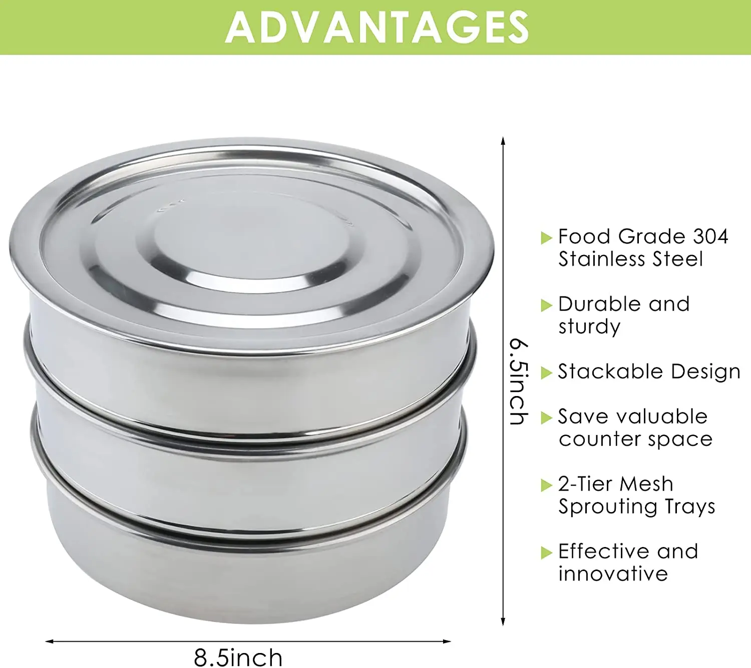 Stackable Stainless Steel Seed Sprouting Kit,2tier Mesh Sprouting