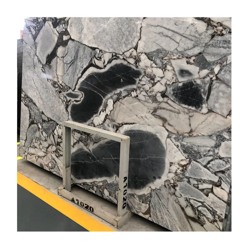 Elephant White Marble Tiles with Gray Black Color Coastal Design for Table Tops & Countertops