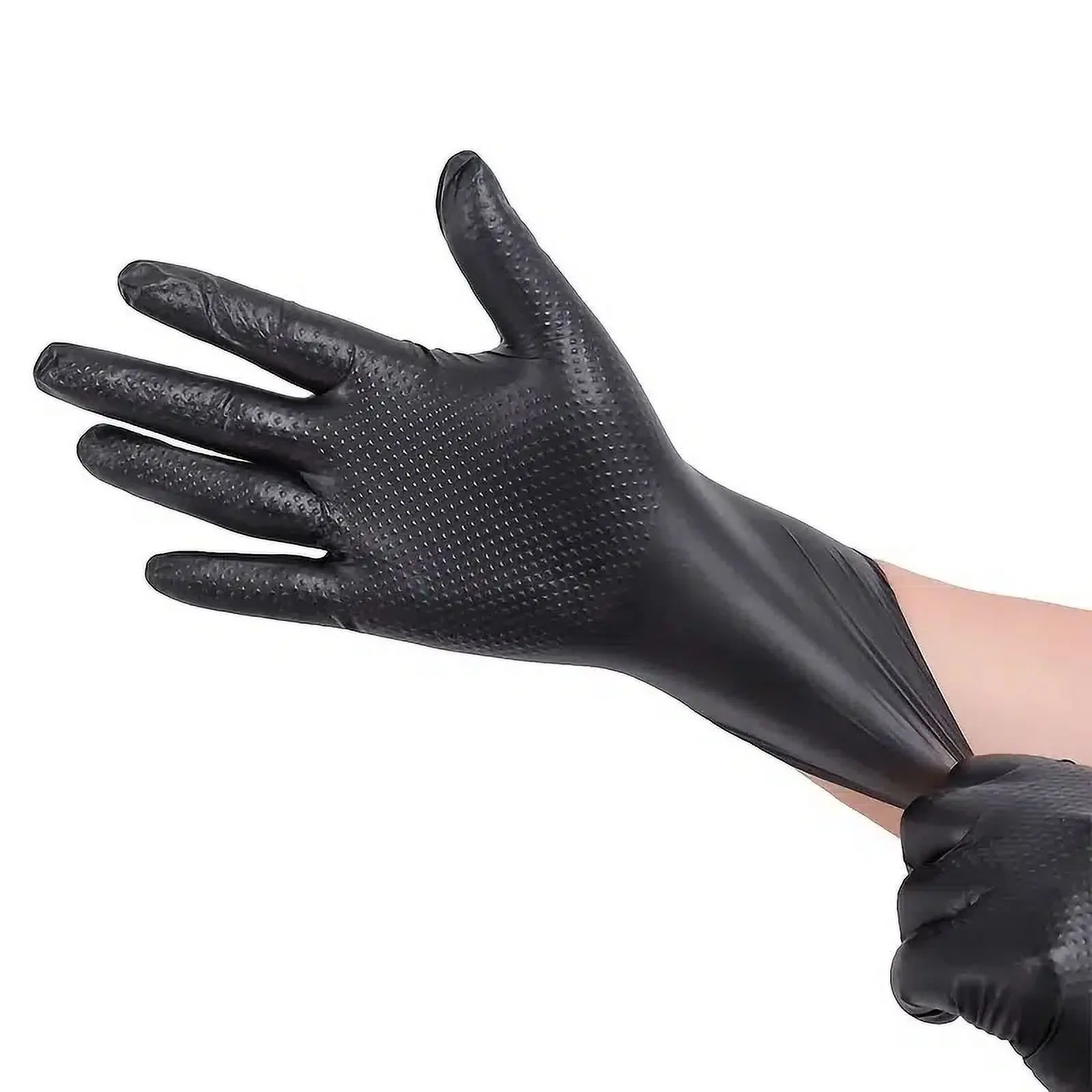 6 Mil Diamond Black Nitrile Gloves Non-slip And Wear-resistant For Auto ...