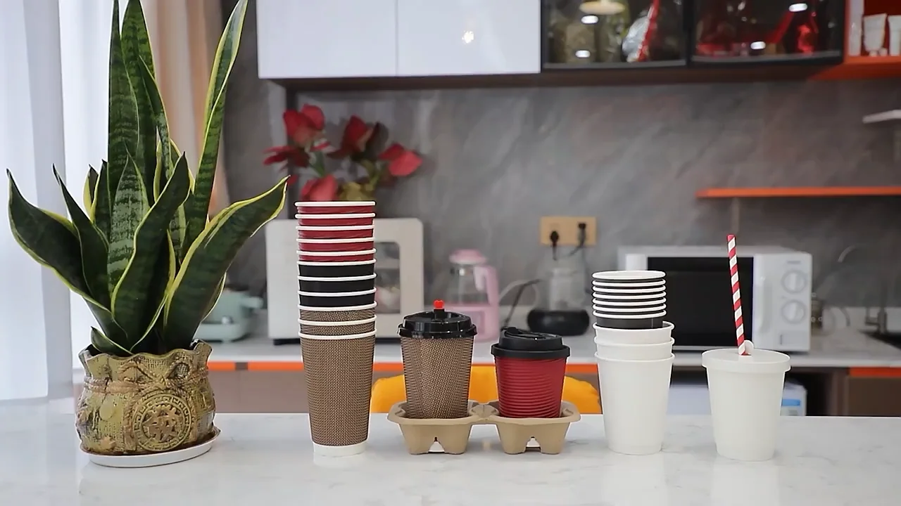 Hot Beverage Paper Cups 12 Oz Disposable Cardboard Double Wall Coffee ...
