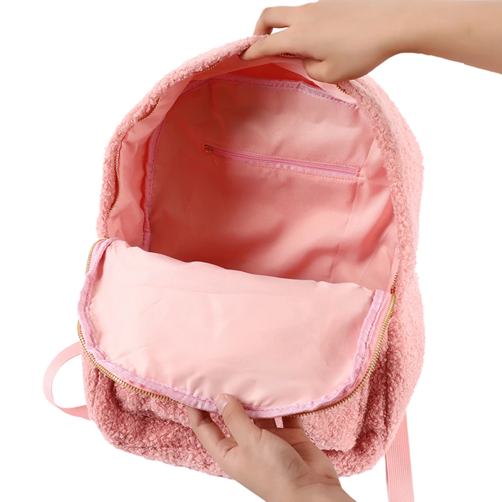 Cozy Pink Sherpa Backpack with Drawstring Closure NWT Amazon.com | Nite closet Pink Backpack Purse for Women  main image 4