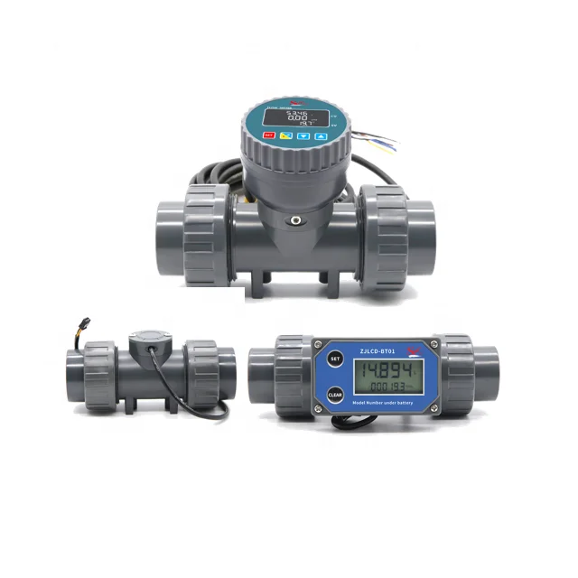 Industrial PVC Flow Meter 1/2 - 3'' Inch Sewage Chemical Corrosion  Resistance Liquids Water Meter 24V PLC Display +Pulse+RS485