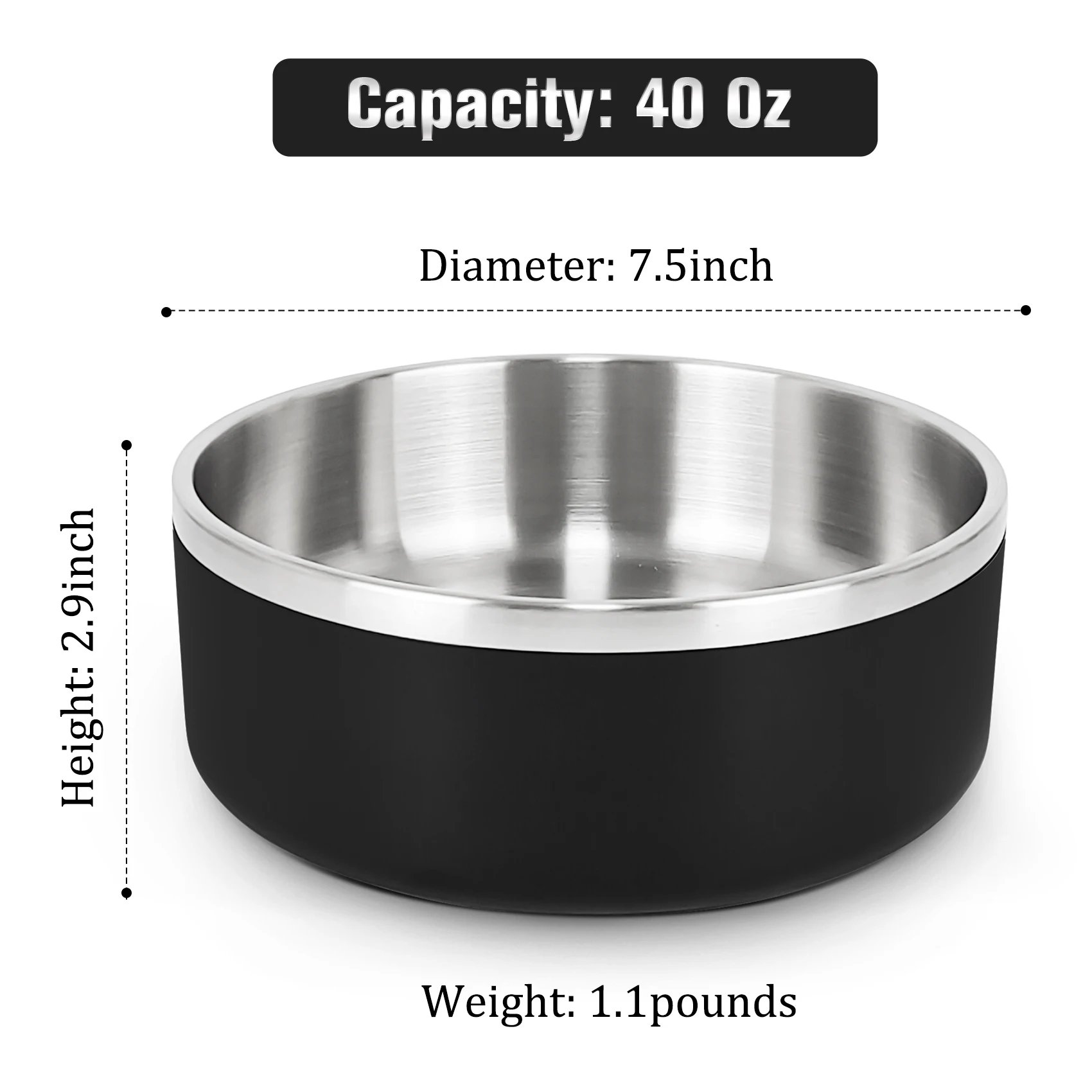 Premium Dog Water Bowl Medium Large Dogs 64oz Large Heavy Dog Bowls