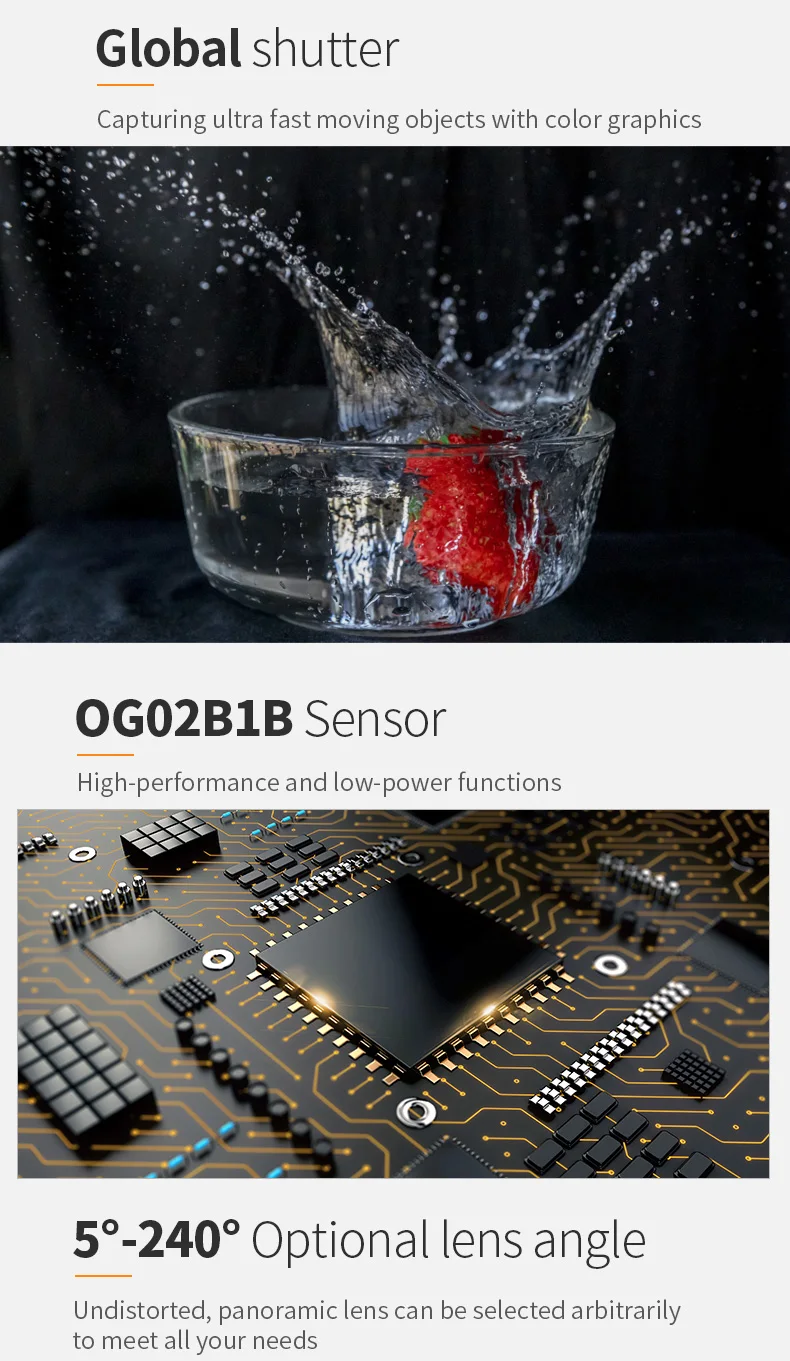 DGZX Global Exposure OG02B10 Action Camera 2MP 60fps Color Drone Aerial Photography HD Lenses Module AR VR SLAM Camera插图4