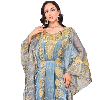 Middle East cross-border foreign trade Moroccan Muslim robe embroidered beads dinner two-piece suit dress new fashion high sales