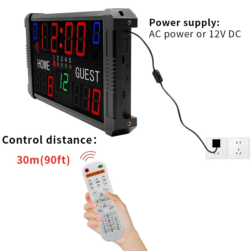 Ganxin 14 Digit Portable LED Electronic Basketball Scoreboard with 24s Shot Clock Digital Score Board for Multi Indoor Sports