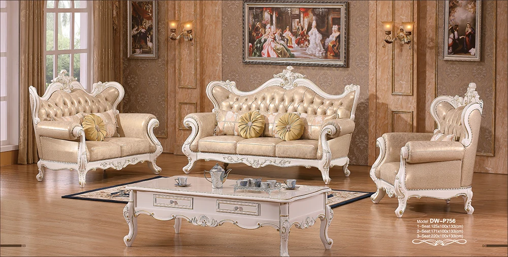 Juegos de sofás tallados de madera de estilo europeo de lujo/muebles sofá de cuero on m.alibaba.com
