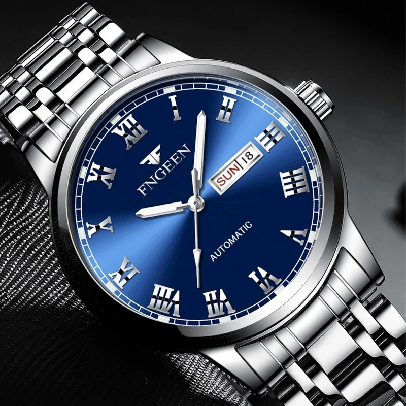 FNGEEN 4002 New Watch for Men Waterproof Sport Stainless Steel Luminous Quartz Watches Mens Wristwatch Relogio Masculino Reloj