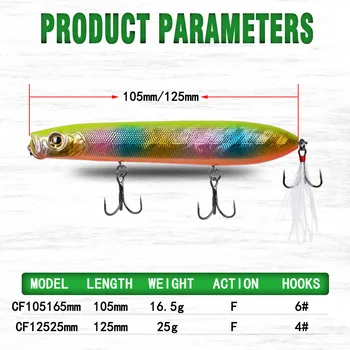 CHEERY Plastic Fishing Tackle Freshwater Lure Small Size Le Dog 105mm-165g Long-Cast Floating Pencil Lure Z-Dog Hooks – Pencil – view 3