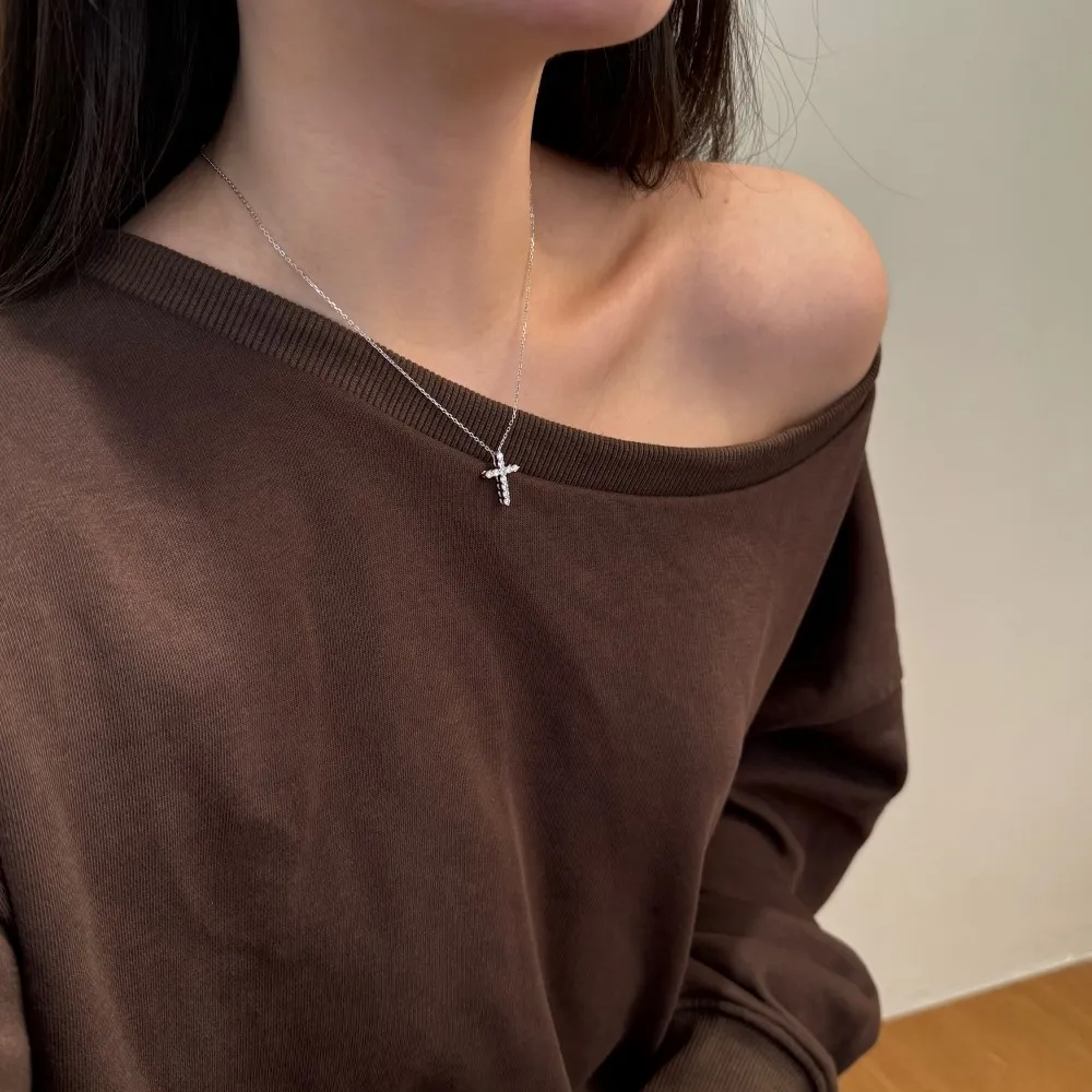 KAKODIY Classic Design Exquisite Fashion 925 Sterling Silver Chain Buckle Dazzling 5A Zirconia Cross Pendant Necklace for Women detail 8