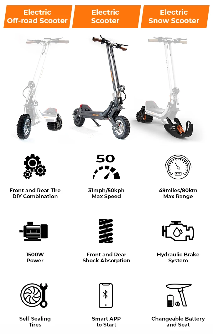 2024 Electric Snow Scooter 48v 20ah 30ah Electric Snow Scooters Buy