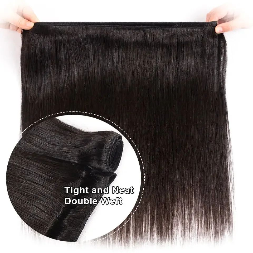 Dark Brown Peruvian Straight Human Hair Weave 3 Bundles with 4x4 Closure and Light Brown Hair Bundles with Closure_voghion.com
