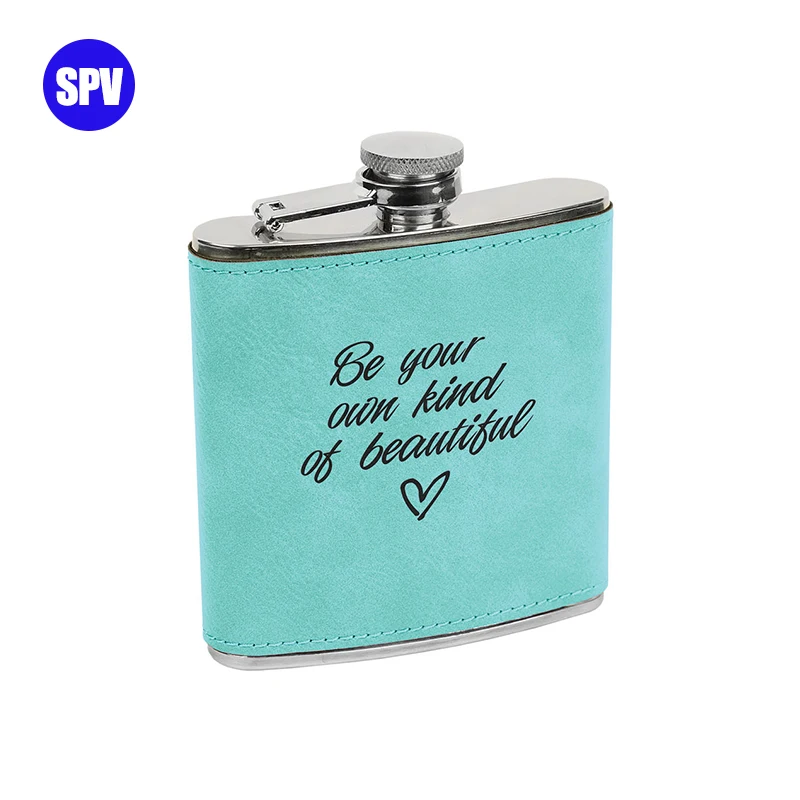 SUPERNOVA laser leather flask, laser blanks flask, stainless vacuum flask laser engraved