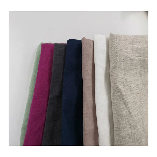 Plain Dyed 280cm extra Wide Width Washed French Linen Fabric for Bedding