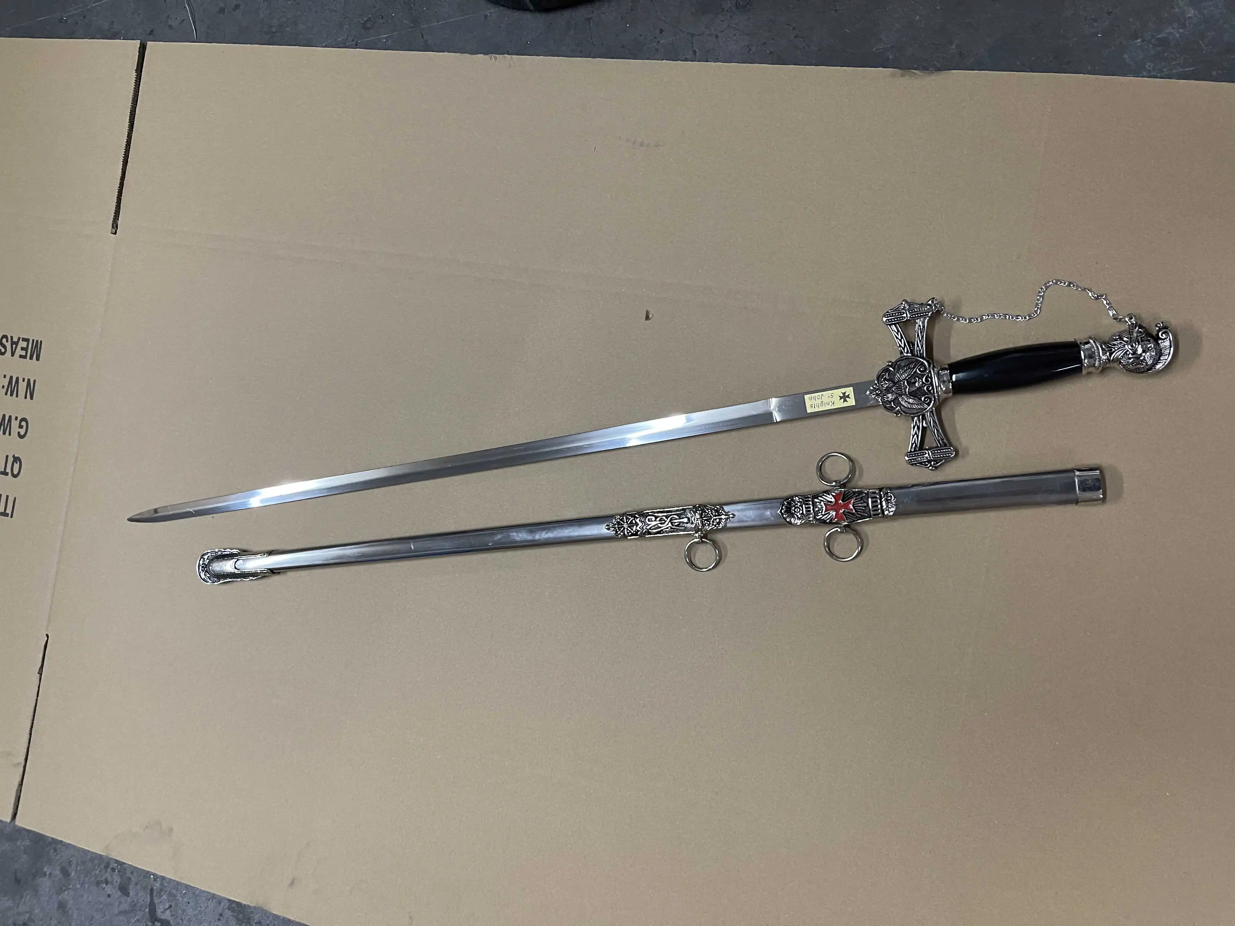 Crusader Knight Templar Red Cross Sword with Wall Mount Masonic Knights Templar Regalia Mantles  Knights St John Sword