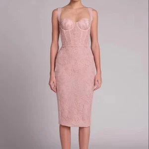 ADYABY Custom Pink Lace Bandage Dress Back Split Bodycon Midi Dresses Sexy Corset Bustier Evening Cocktail Dress