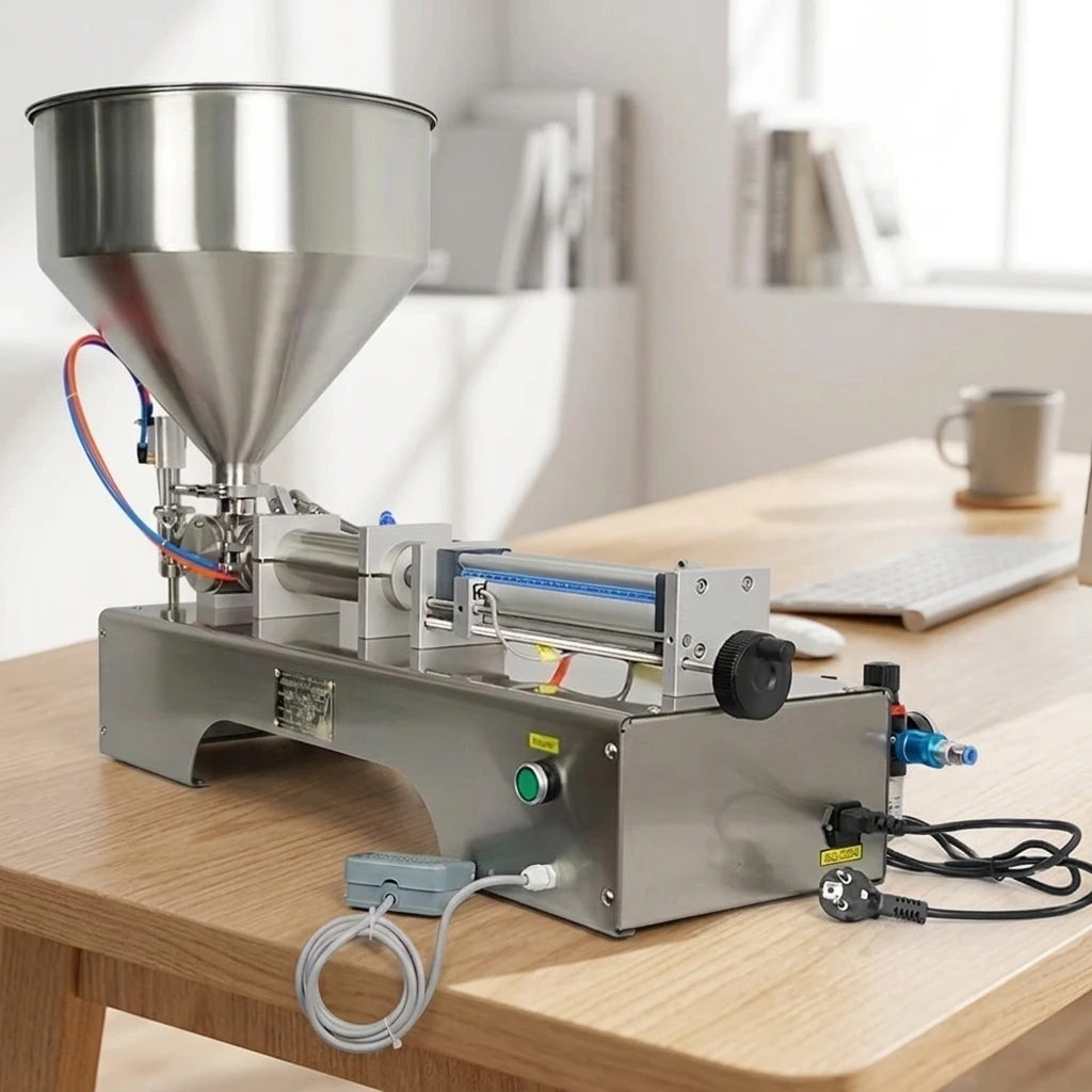 TEBAK Desktop Single Head Piston Pump Pneumatic Jam Cream Cosmetic Shampoo Juice Paste Filling Machines for Small Business