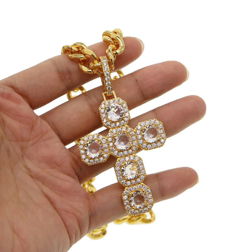 Luxury Long Necklace Wide Heavy Cross 