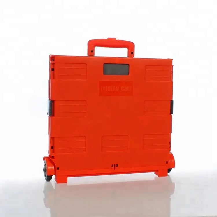 Loading Capacity Market Trolley Cart Plastic Folding Shopping Cart with Wheel