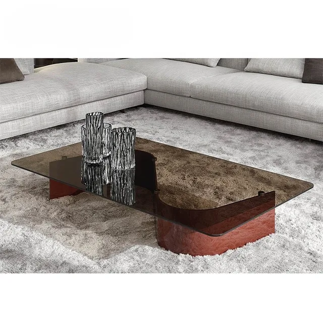 Modern Minimalist Stainless Steel Glass Coffee Table