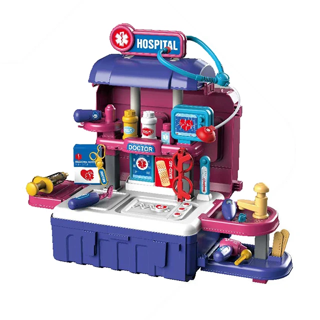 3 In 1 Medical Tool Tie Rod Box Toys Children Doctor Role Play Equipment Appliance Tools Plastic Suitcase