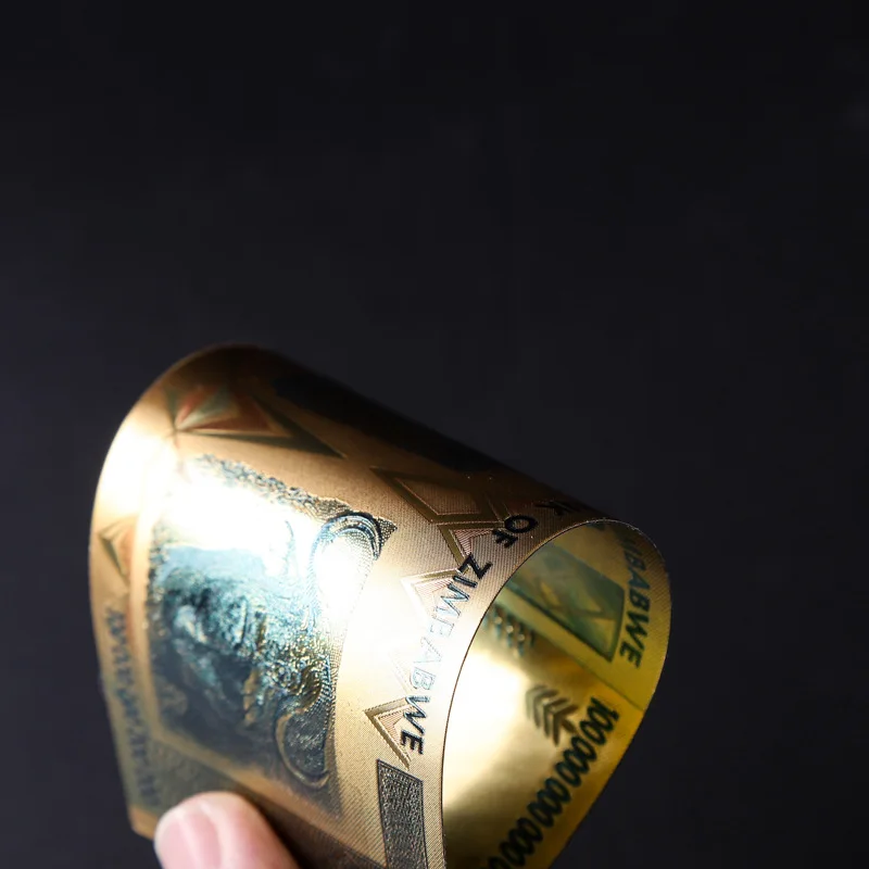 High Quality Plastic Craft Colorful Print Zimbabwe 100000000000000 Play Money 24k Gold Foil Plated Banknote