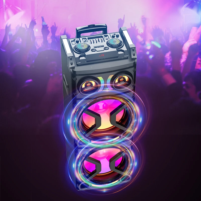 12 Inch Super Power Soundbox Portable Karaoke Dj Keyboard Guitar Wooden Tws Dsp Echo  Home Theater Boombox Party  Wireless Speak