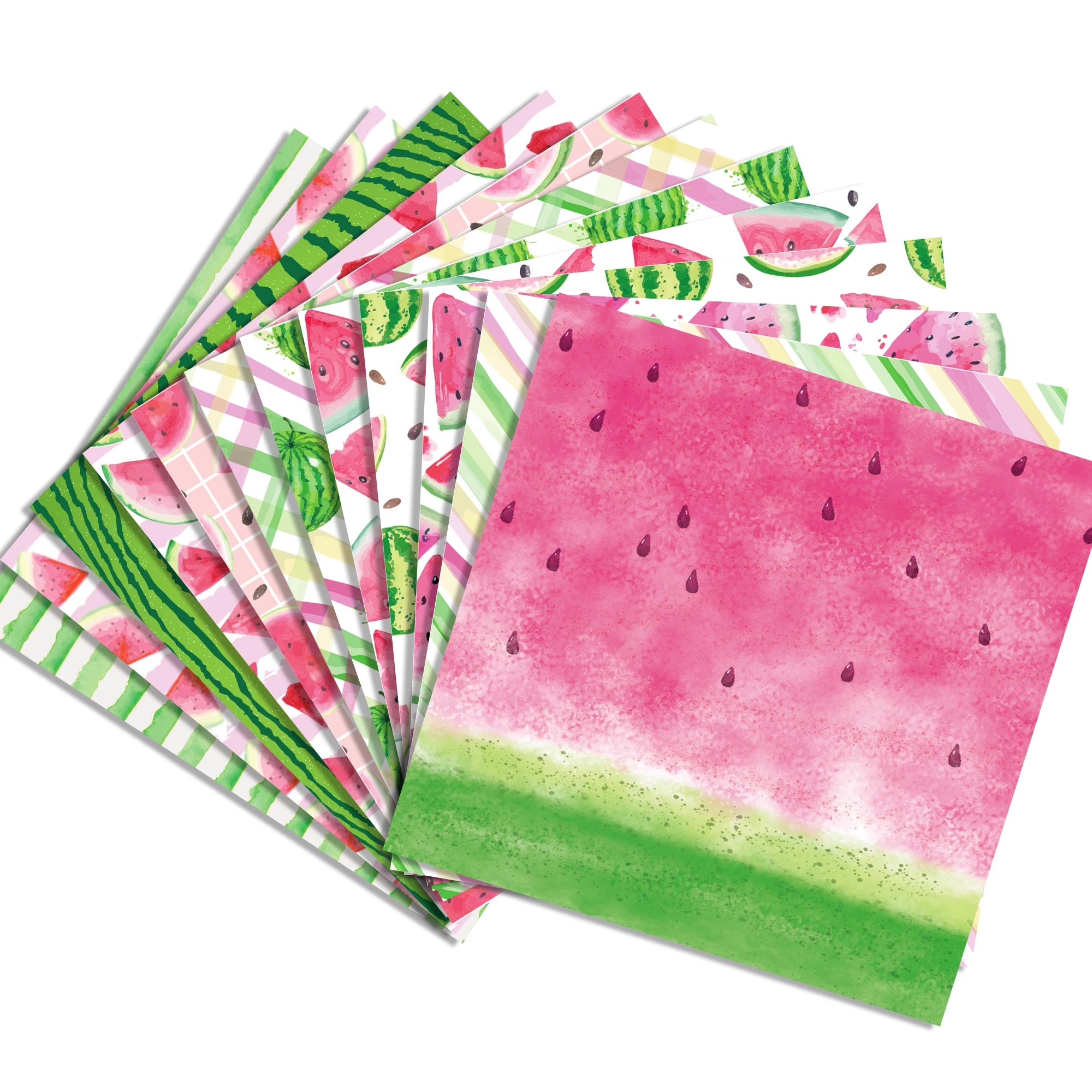 24 Sheets Watermelon Pattern Scrapbook Paper - 12x12 Inch Double-Sided Cardstock For DIY, Card Making, Summer Crafts