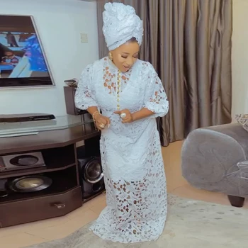 Latest Aso Ebi Style | Lace gown styles, White lace gown, Lace dress styles